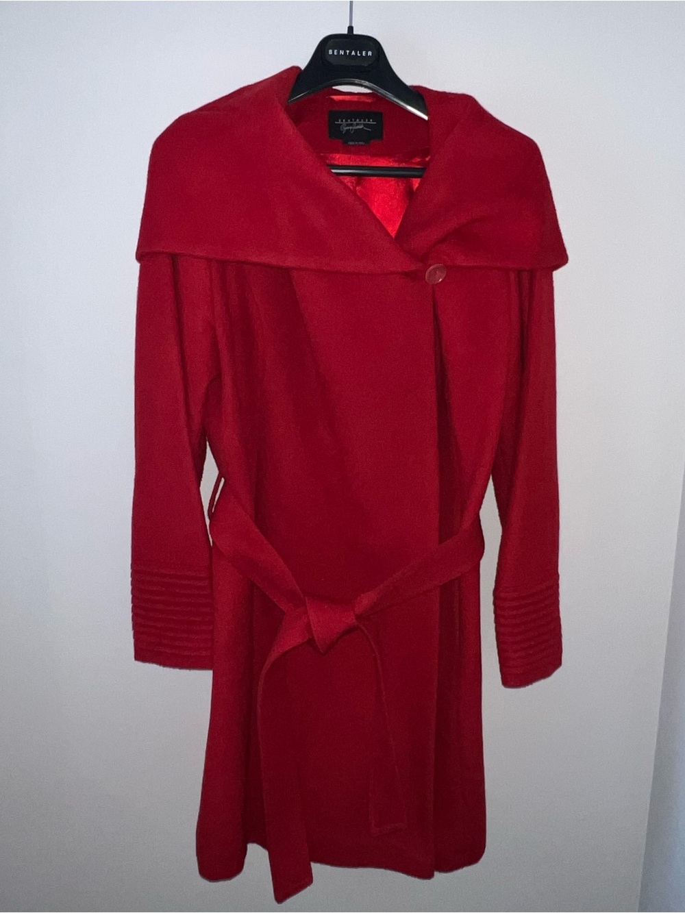 Sentaler Baby Alpaca Mid Length Hooded Wrap Coat